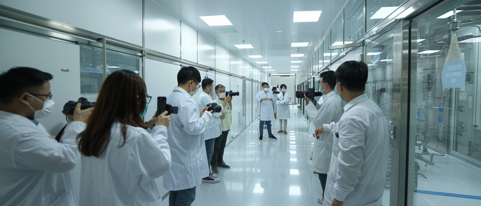 Media guests touring the VivaCell laboratory